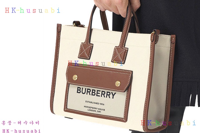 ★미러급★버버리 미니 투톤 캔버스 레더 프레야 백 80441431